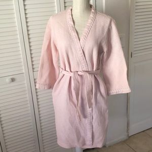 Oscar de la Renta waffle cotton pink robe in excellent condition size M